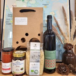 Coffret cadeau bio grec - Vin rouge et spécialités artisanales Coffret cadeau bio grec - Vin rouge et spécialités artisanales