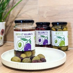 Olives vertes bio de Grèce en saumure - Olives à croquer
