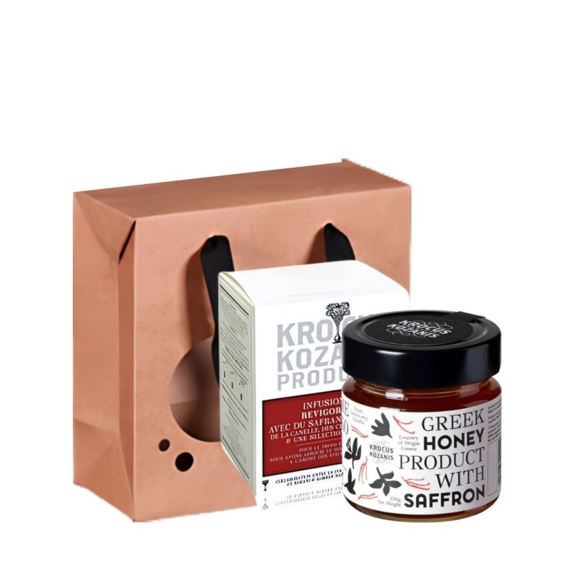 Coffret Safran AOP grec - Miel & Infusion - Idée cadeau originale