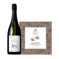 Idée cadeau grec - Le duo vin mousseux grec & kourabies au café - Coffret festif