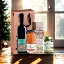 Coffret cadeau bio grec - Vin rouge et spécialités artisanales